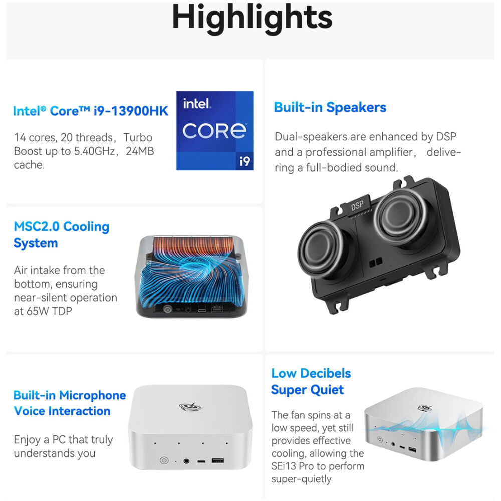 BEELINK mini PC SEi13 Pro, Intel i9-13900HK, 32GB, 1TB M.2, Windows 11 Pro - Image 8