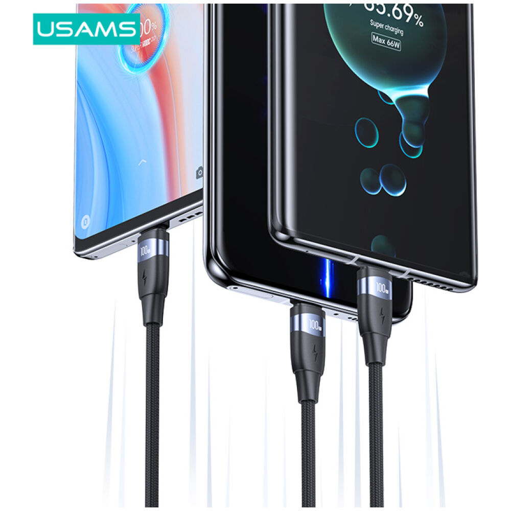 USAMS καλώδιο USB-C σε USB-C US-SJ633, 100W PD, 2m, μαύρο - Image 3
