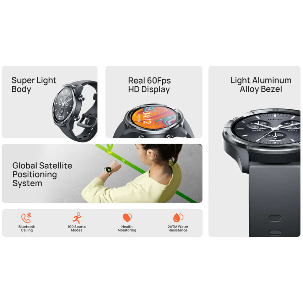 MIBRO smartwatch A3, heart rate, 1.39" IPS, GPS, 2 ATM, γκρι - Image 2