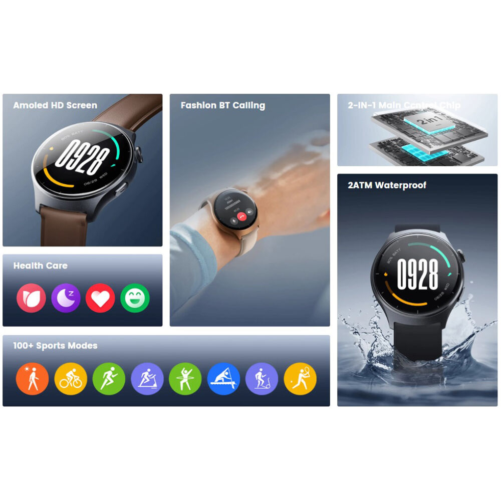MIBRO smartwatch Lite 3 με 2x λουράκια, heart rate, 1.3" AMOLED, 2 ATM, γκρι/καφέ - Image 2