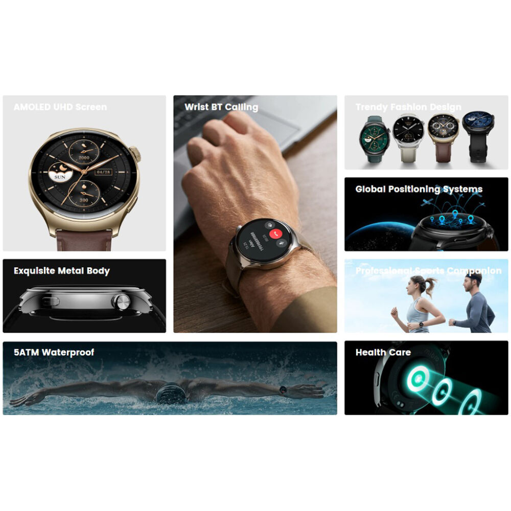 MIBRO smartwatch Lite 3 Pro με 2x λουράκια, heart rate, 1.32" AMOLED, GPS, 5 ATM, γκρι/καφέ - Image 2