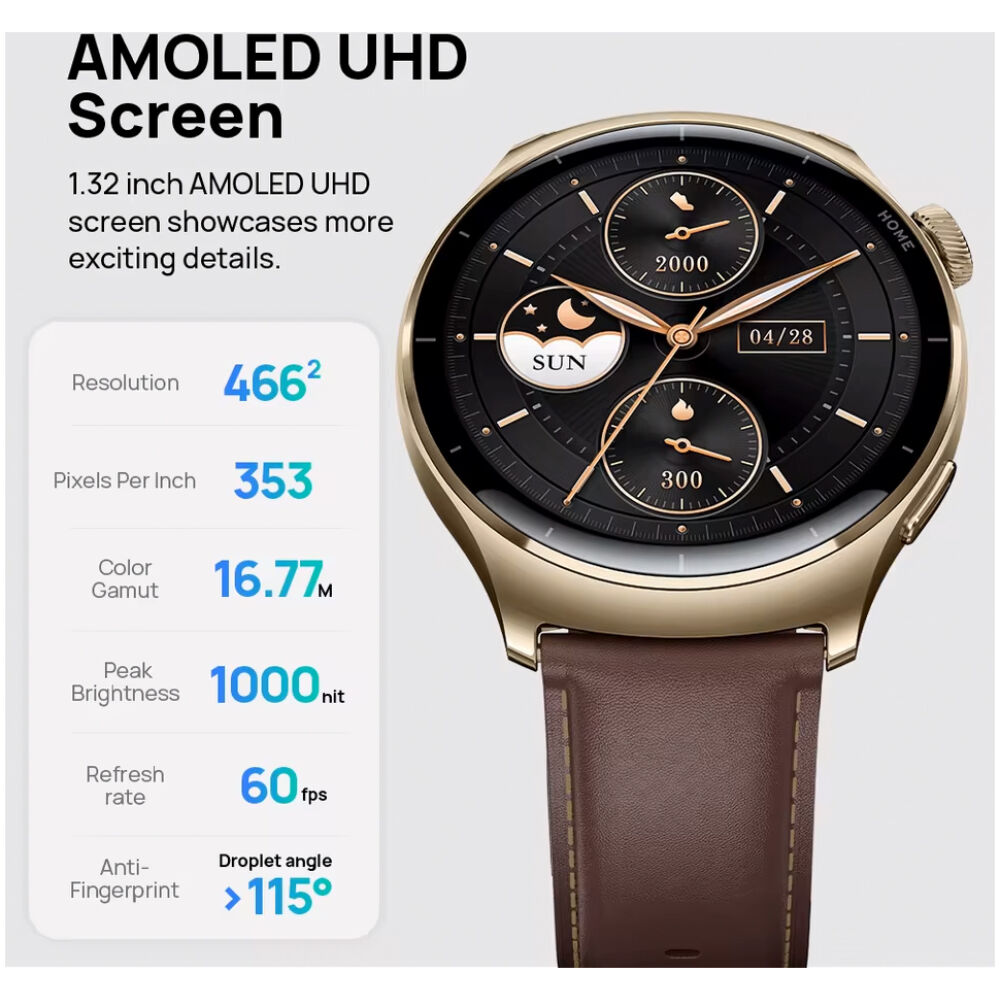 MIBRO smartwatch Lite 3 Pro με 2x λουράκια, heart rate, 1.32" AMOLED, GPS, 5 ATM, γκρι/καφέ - Image 4