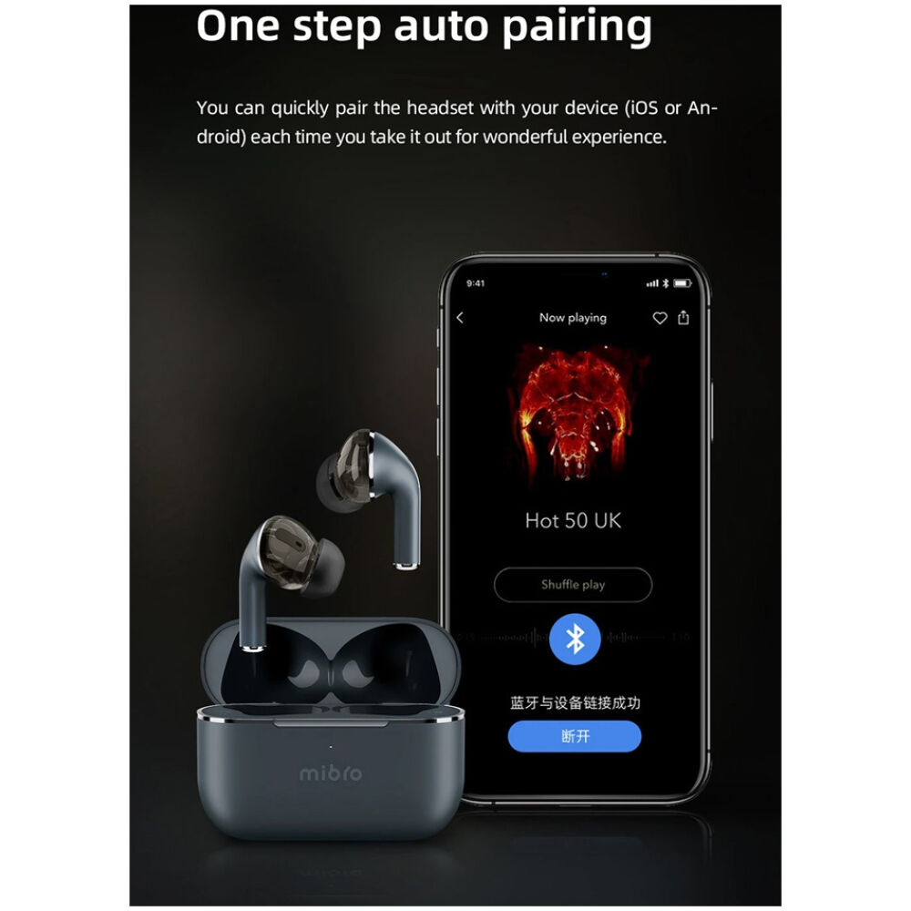 MIBRO earphones με θήκη φόρτισης M1, TWS, ENC, 25/350mAh, μπλε - Image 6
