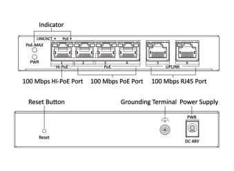 HIKVISION Managed switch DS-3E1106HP-EI, 4x PoE & 2x RJ45 ports, 100Mbps - Image 2